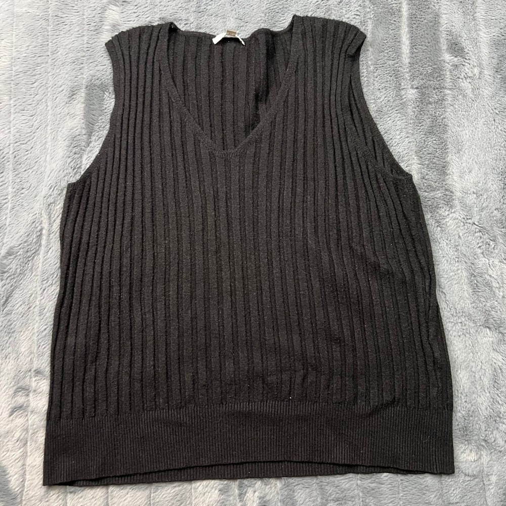 Vila Milano Womens XL Black Ribbed V-Neck Sleeveless Sweater Vest RN 163742
